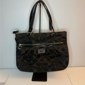 Coach Poppy Black Patterned Shoulder Bag